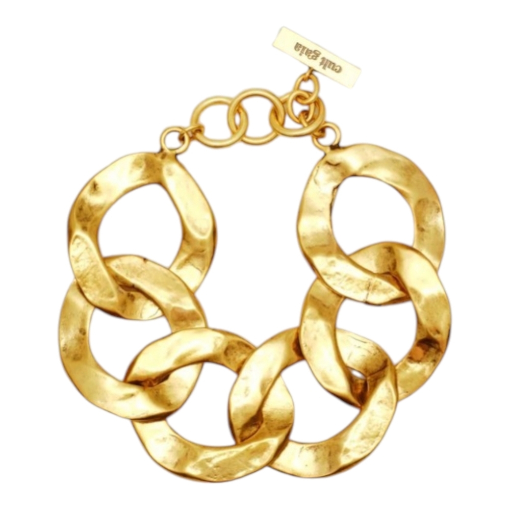 Cult Gaia Dulce Hammered Gold Chain Link Bracelet